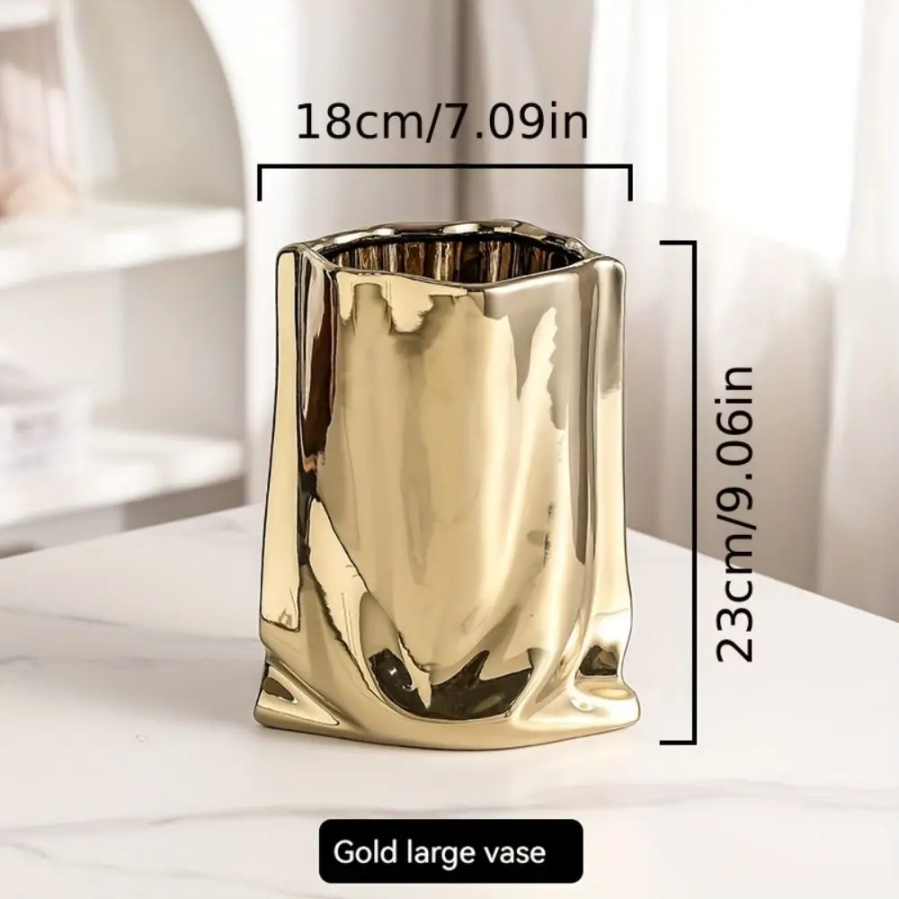 Light Luxury Electroplated Ceramic Vase Elegant Minimalist Decorative Bottles INS Creative Tabletop Flower Vase