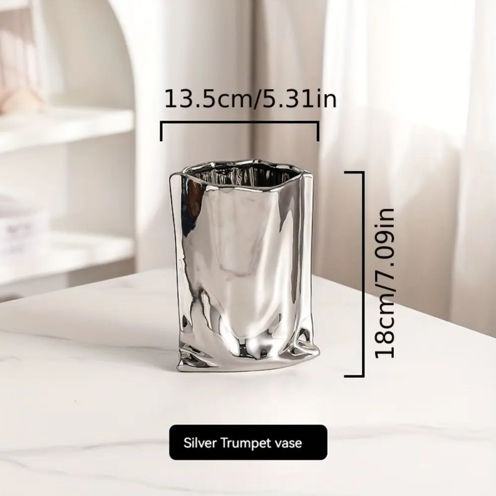 Light Luxury Electroplated Ceramic Vase Elegant Minimalist Decorative Bottles INS Creative Tabletop Flower Vase