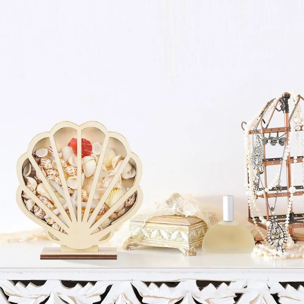 Creative Stable Shell Storage Box Unique Exquisit Stones Storage Holder Wooden Display Box Trinket Storage