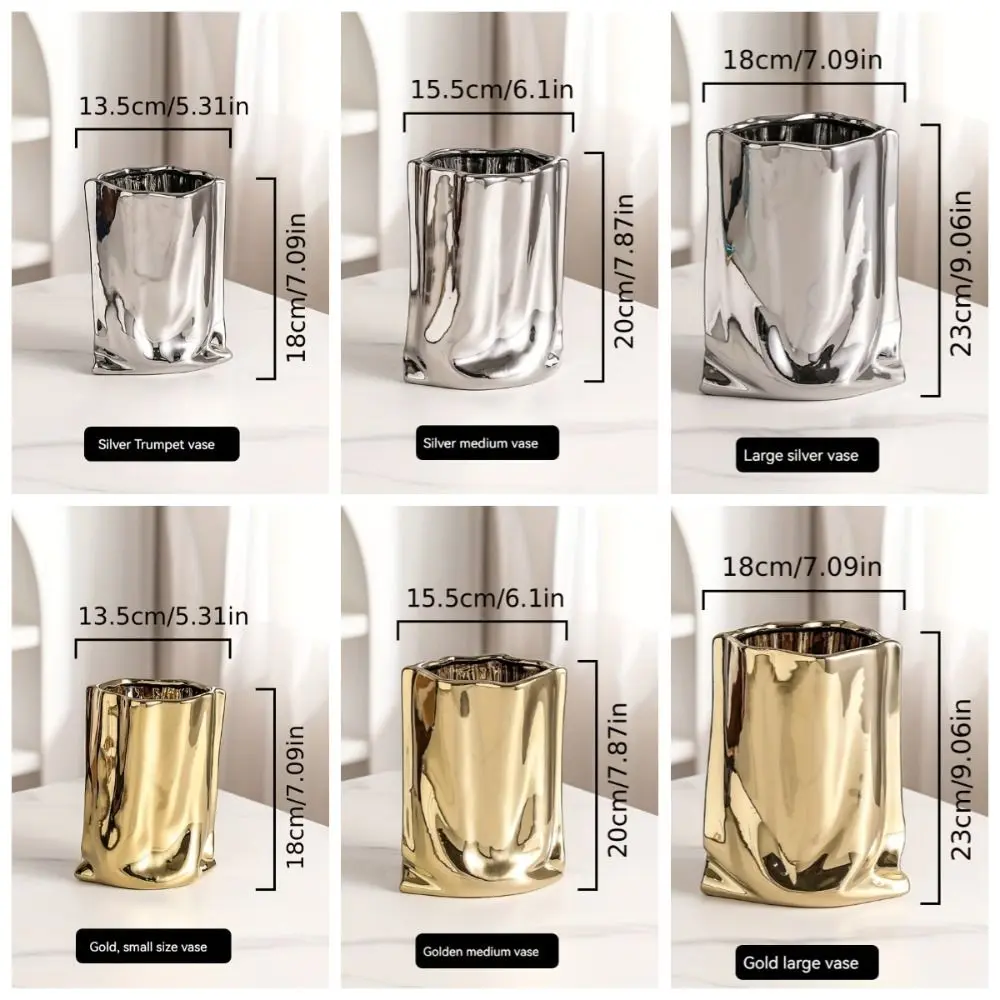 Light Luxury Electroplated Ceramic Vase Elegant Minimalist Decorative Bottles INS Creative Tabletop Flower Vase