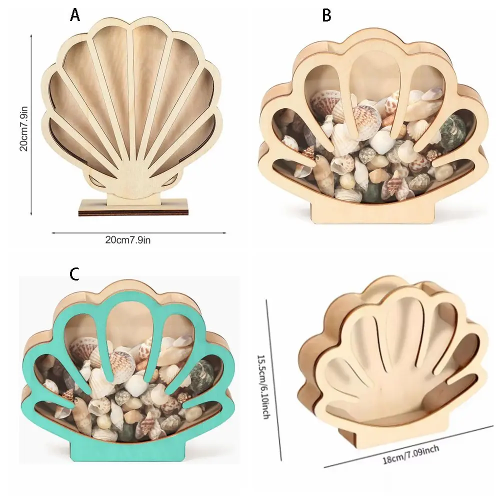 Creative Stable Shell Storage Box Unique Exquisit Stones Storage Holder Wooden Display Box Trinket Storage