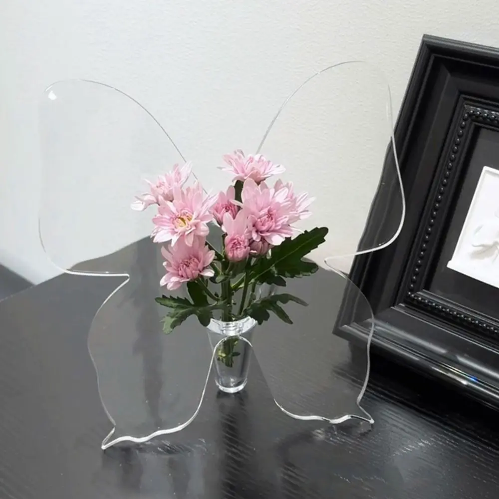 Fragrance Stick Acrylic Butterfly Acrylic Vase Transparent Clear Hydroponic Flower Vase INS Style Desktop Ornament Banquet