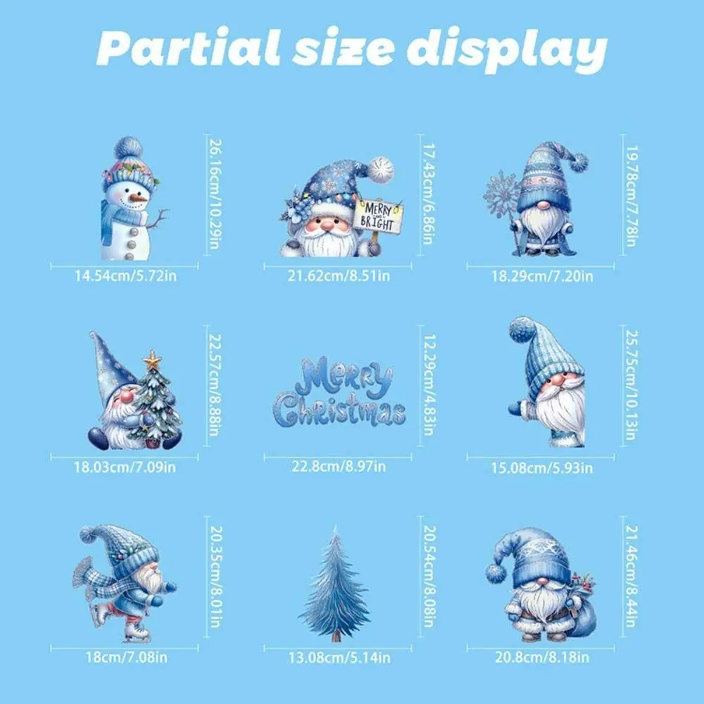 9Pcs Cartoon Christmas Wall Sticker Snowman Snowflakes Santa Windows Stickers Waterproof Home Decoration Wallpaper Glass