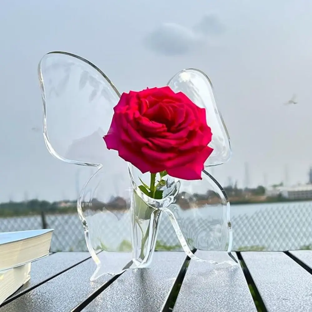 Fragrance Stick Acrylic Butterfly Acrylic Vase Transparent Clear Hydroponic Flower Vase INS Style Desktop Ornament Banquet