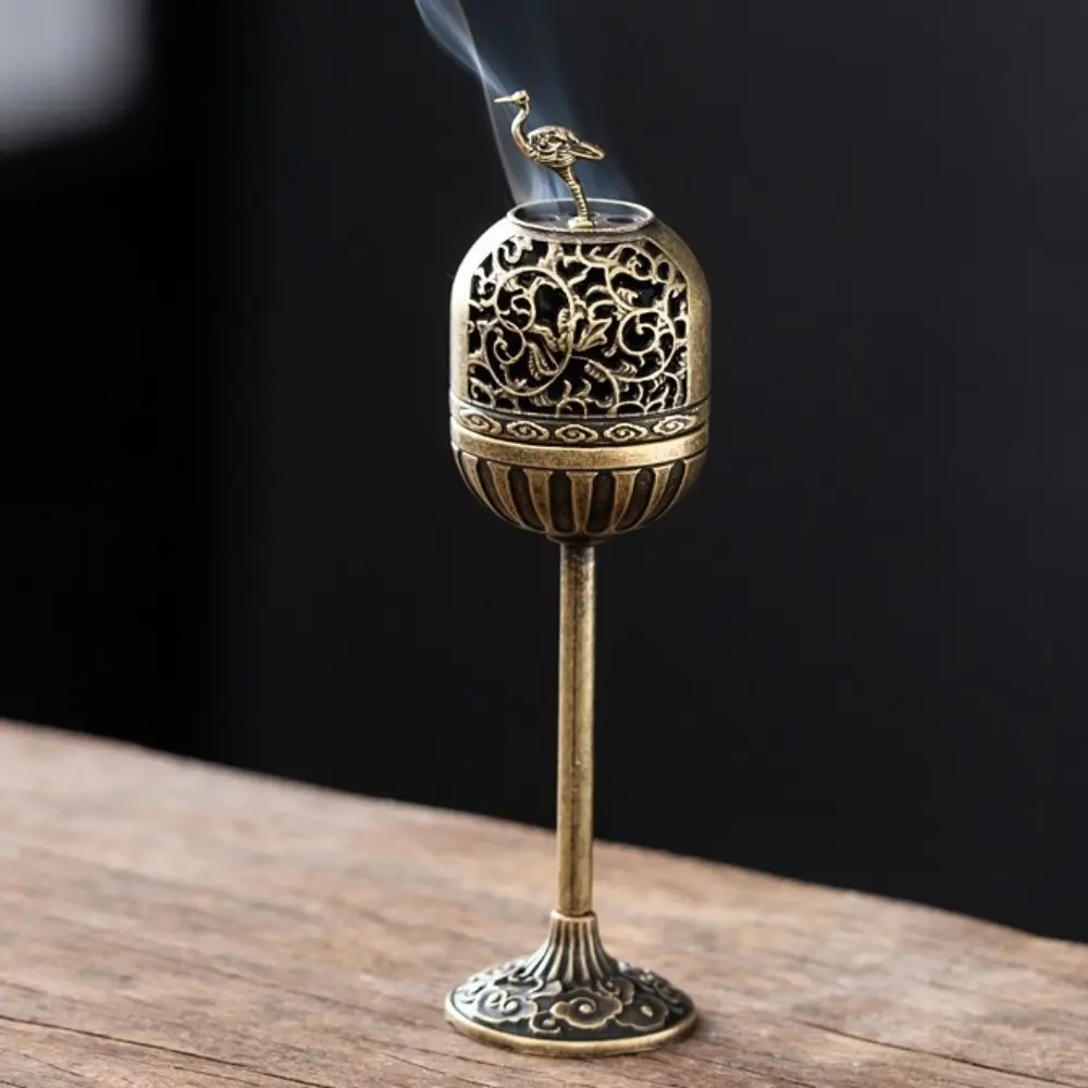 Zinc Alloy Backflow Incense Holder Elegant Portable Small Incense Burner Auspicious Cloud Pattern Delicate High-foot Stove Home