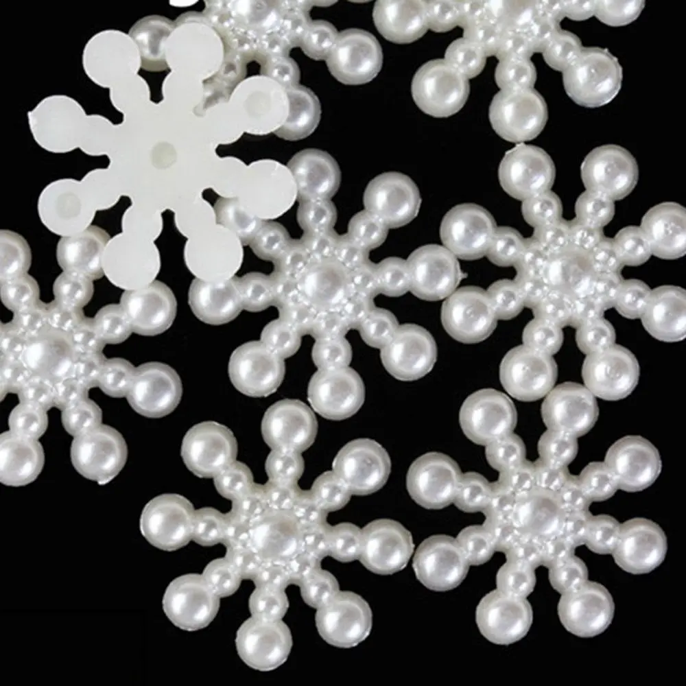 Cardmaking 100Pcs Wedding Craft Decor Decoration Embellishment Christmas Snowflake Flatback Pearl