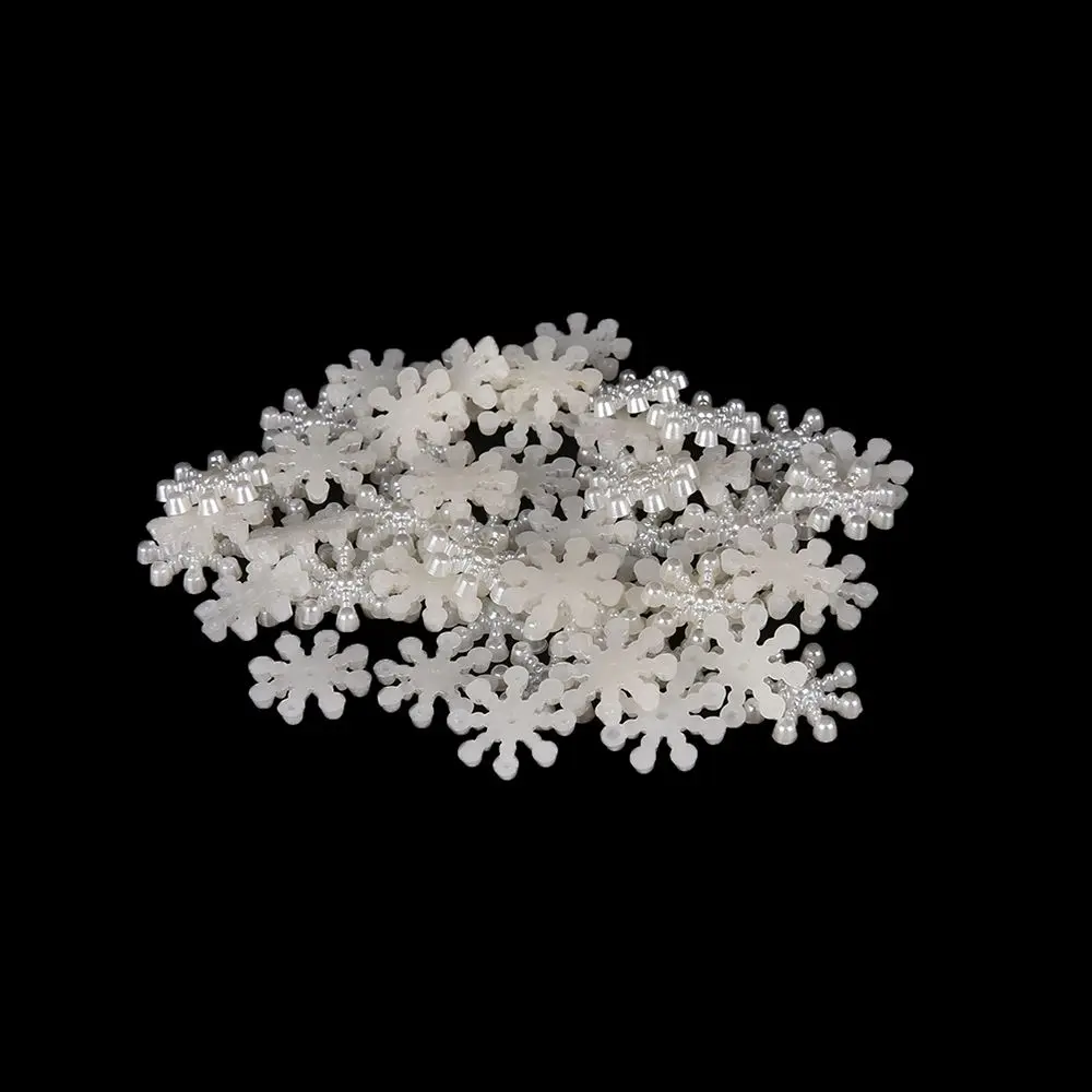 Cardmaking 100Pcs Wedding Craft Decor Decoration Embellishment Christmas Snowflake Flatback Pearl