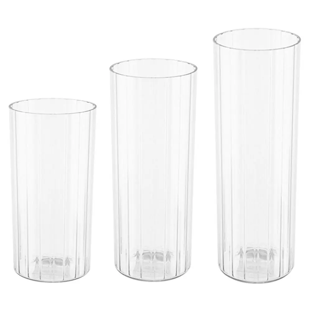 Shatterproof Acrylic Cylinder Vase Striped Style Modern Transparent Flower Vase Durable Simple Awakening Flower Bucket Home