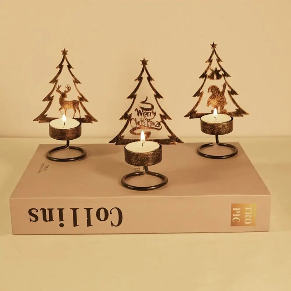 Christmas Scene Christmas Candlestick Iron Art Exquisite Design Aromatherapy Candle Holder Retro Scene Layot