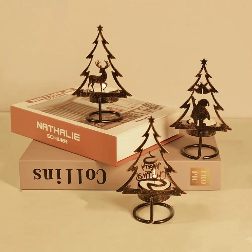 Christmas Scene Christmas Candlestick Iron Art Exquisite Design Aromatherapy Candle Holder Retro Scene Layot