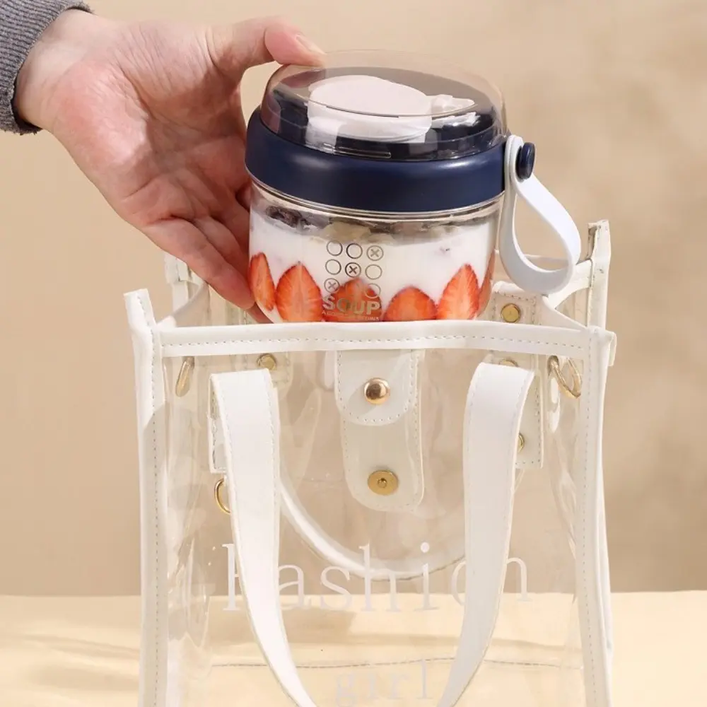 Leakproof 650ml Yogurt Cups Portable Food Storage Salad Containers Thickened with Spoon Overnight Oatmeal Cup Student
