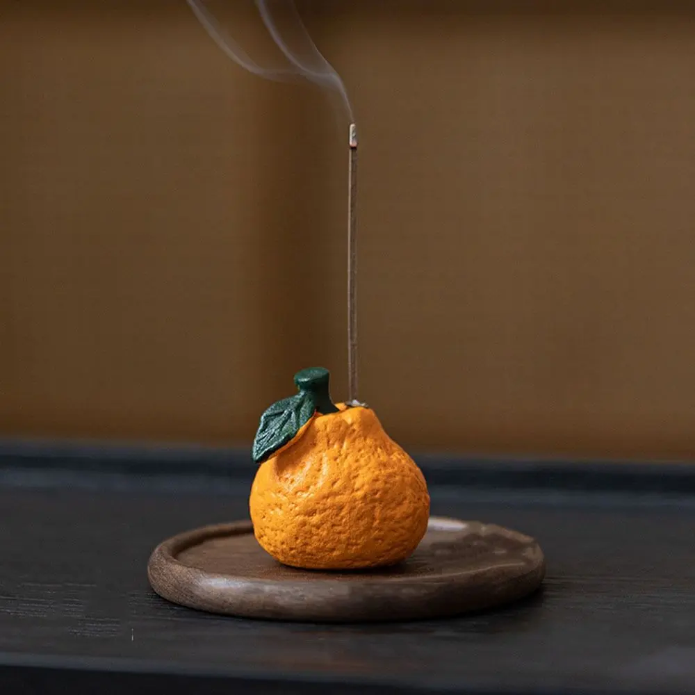 Practical Ugly Orange Incense Holder Ceramic Good Luck Orange Thread Incense Tray Vivid Ceramic Incense Stick Holder