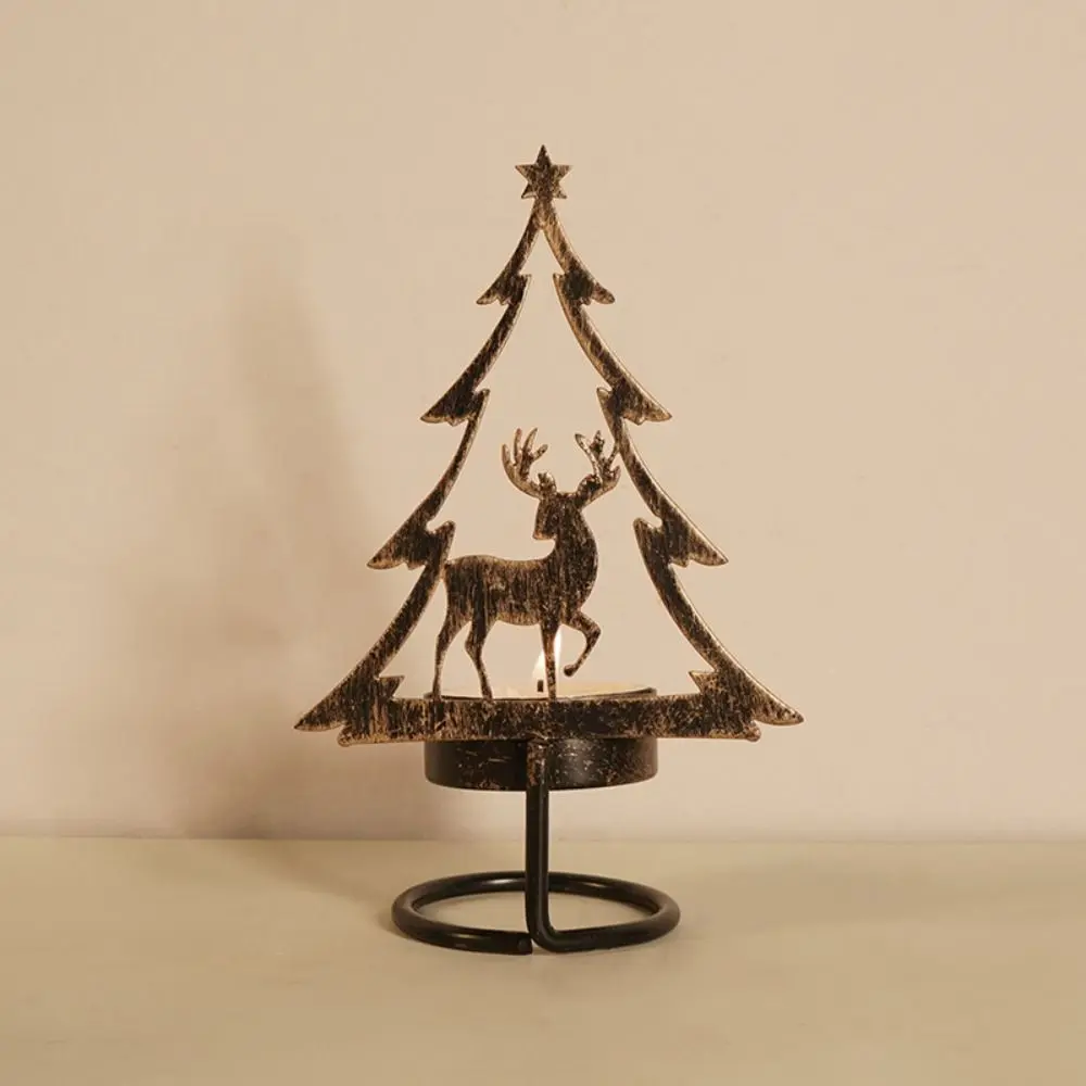 Christmas Scene Christmas Candlestick Iron Art Exquisite Design Aromatherapy Candle Holder Retro Scene Layot