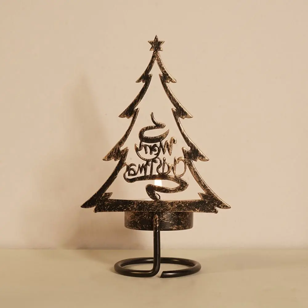Christmas Scene Christmas Candlestick Iron Art Exquisite Design Aromatherapy Candle Holder Retro Scene Layot