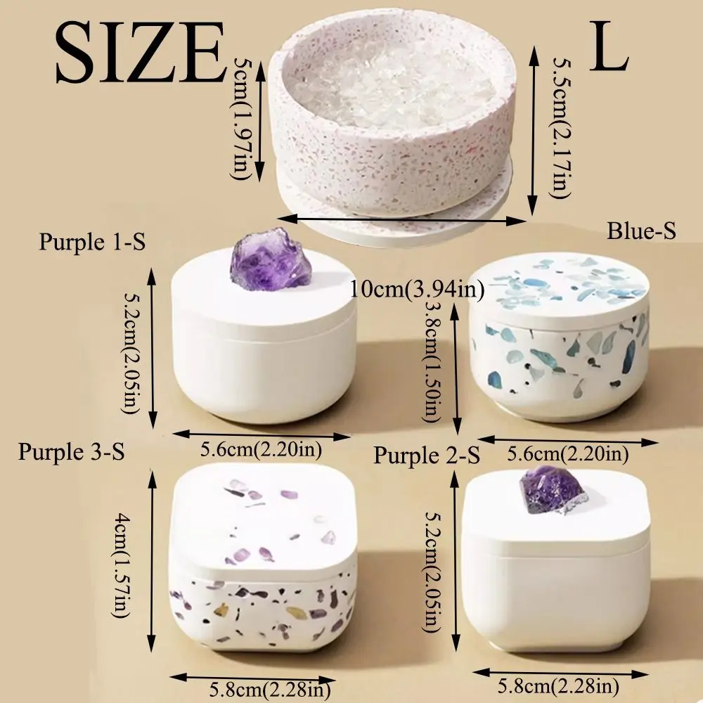 Creative Natural Crystal Round DIY Jewelry Storage Container with Lid Decorative Gypsum Degaussing Bowl Crystal Storage