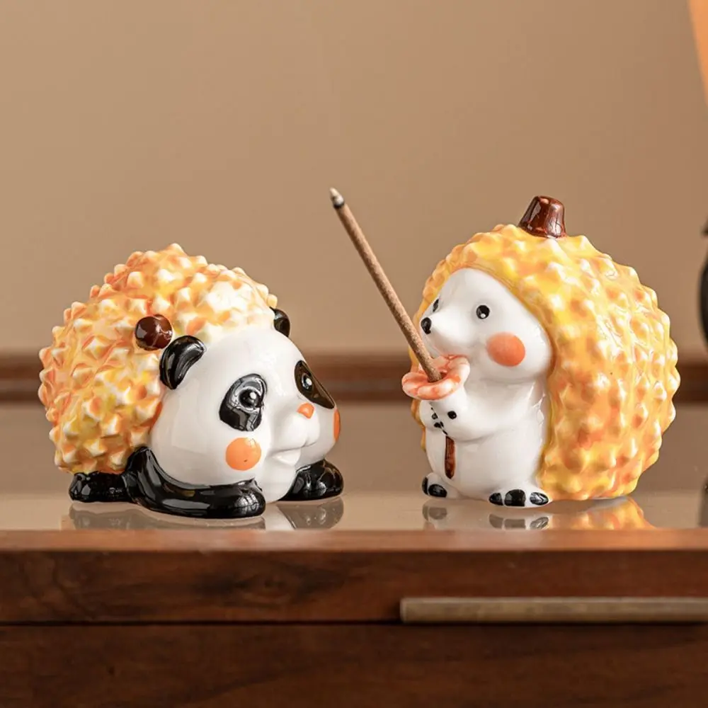 Personalized Handicraft Durian Hedgehog Incense Stove Cartoon Mini Panda Tea Pet Cute Ceramic Incense Holder Bedroom