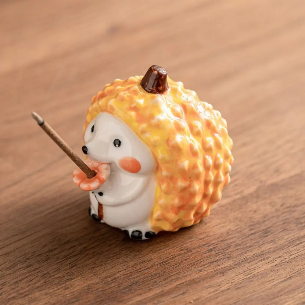 Personalized Handicraft Durian Hedgehog Incense Stove Cartoon Mini Panda Tea Pet Cute Ceramic Incense Holder Bedroom