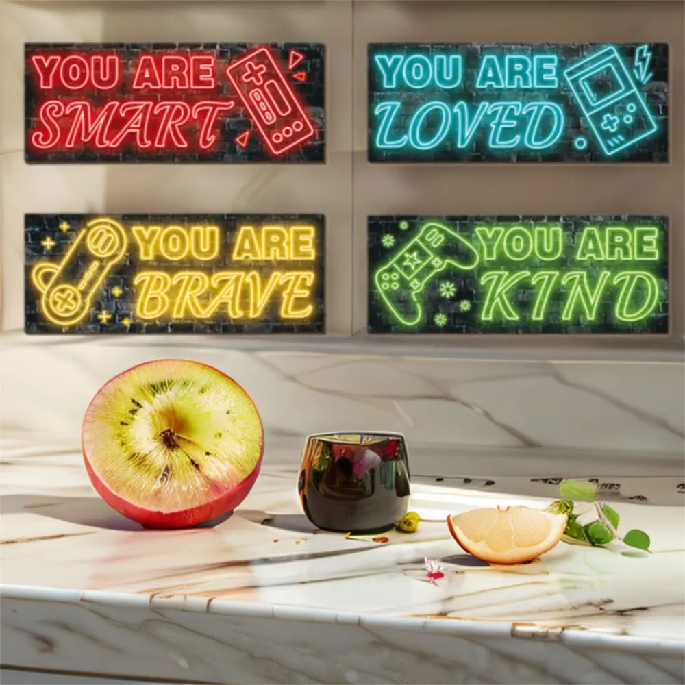 Durable Cartoon Neon Light Game Sign American Funny Game Console Wall Ornament E-sports Wooden Hanging Board For Boy