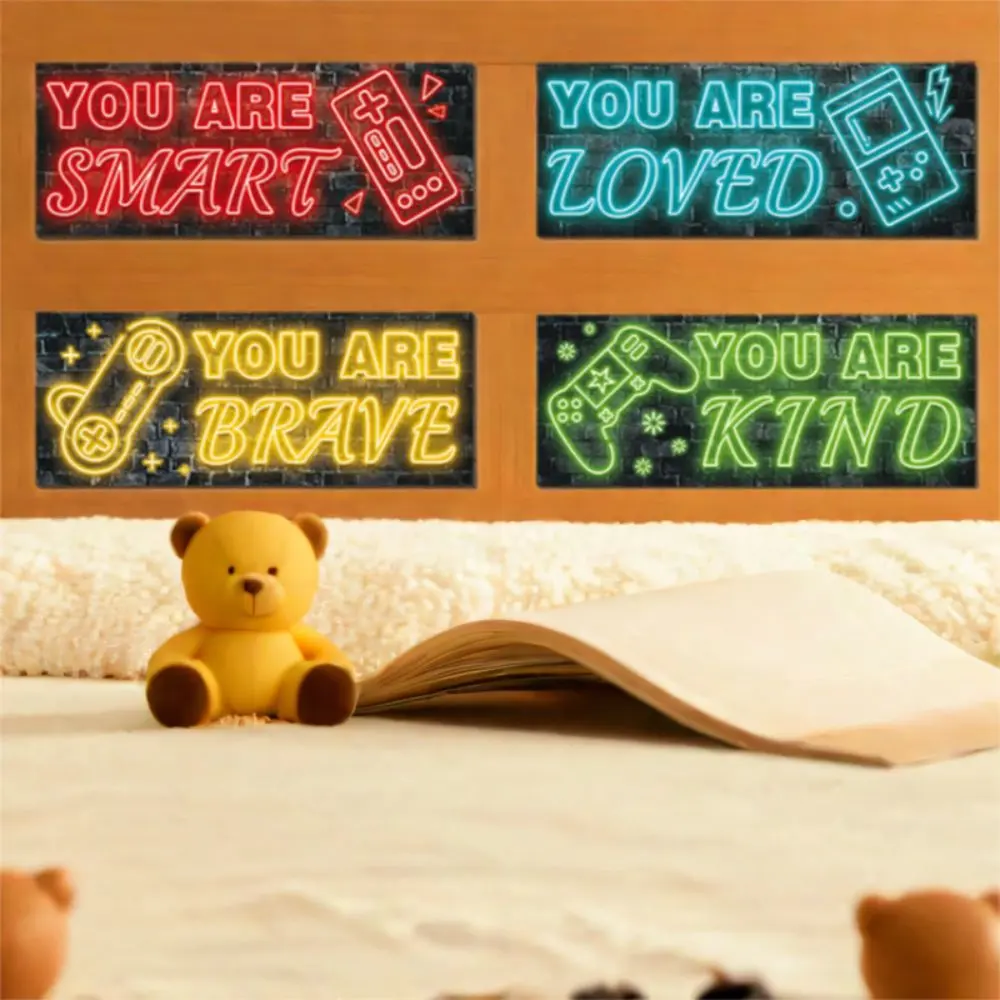 Durable Cartoon Neon Light Game Sign American Funny Game Console Wall Ornament E-sports Wooden Hanging Board For Boy