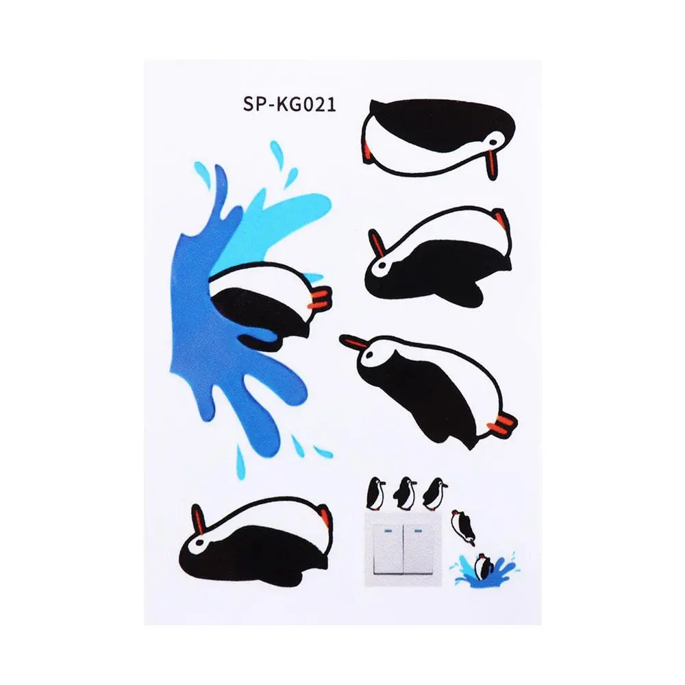 Vinyl Penguin Switch Stickers Cute Removable Penguin Diving Wallpaper Luxury Cartoon Wall Stickers Suitcase Water Bottle