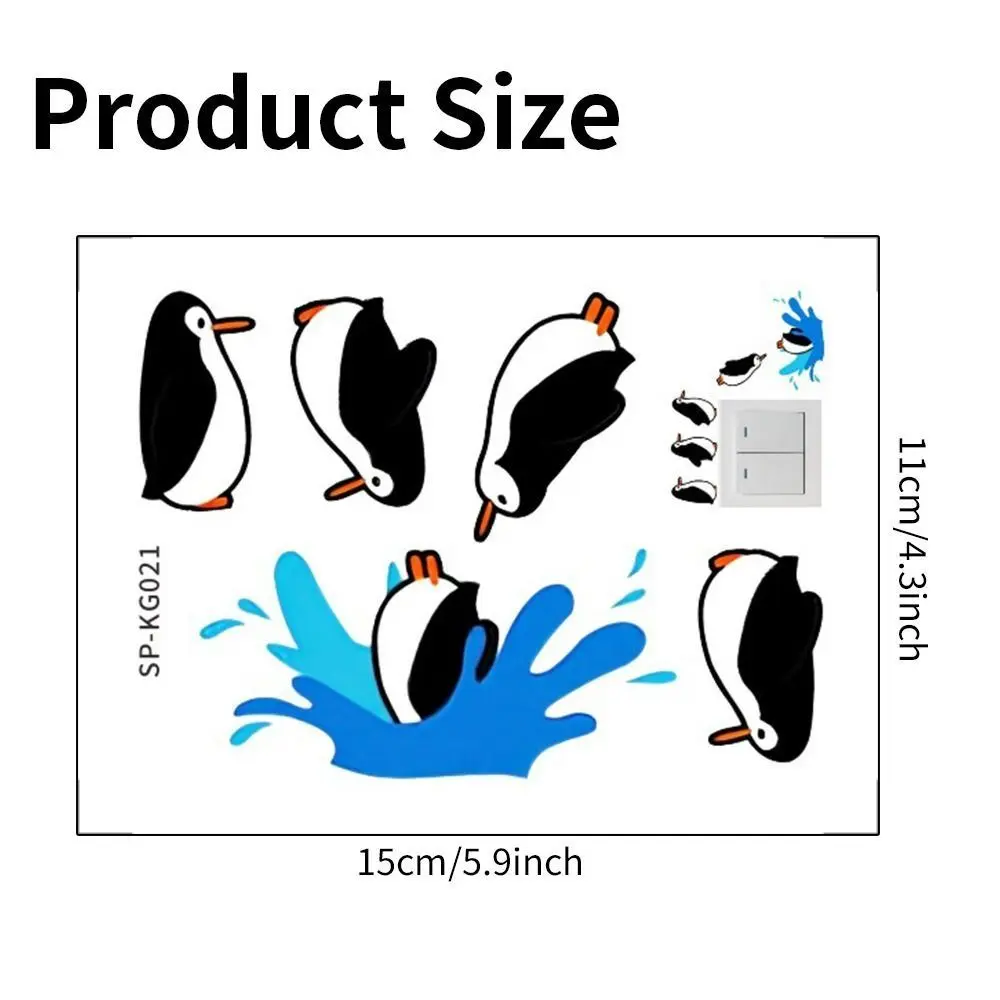 Vinyl Penguin Switch Stickers Cute Removable Penguin Diving Wallpaper Luxury Cartoon Wall Stickers Suitcase Water Bottle