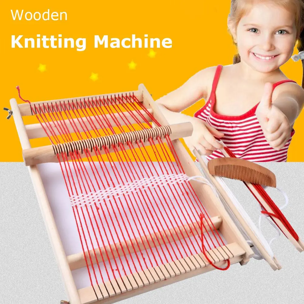 Easy Operate Traditional Household Craft For Children Kids Girl Comb Weaving Loom Handcraft Knitting Machine Knitted Toy