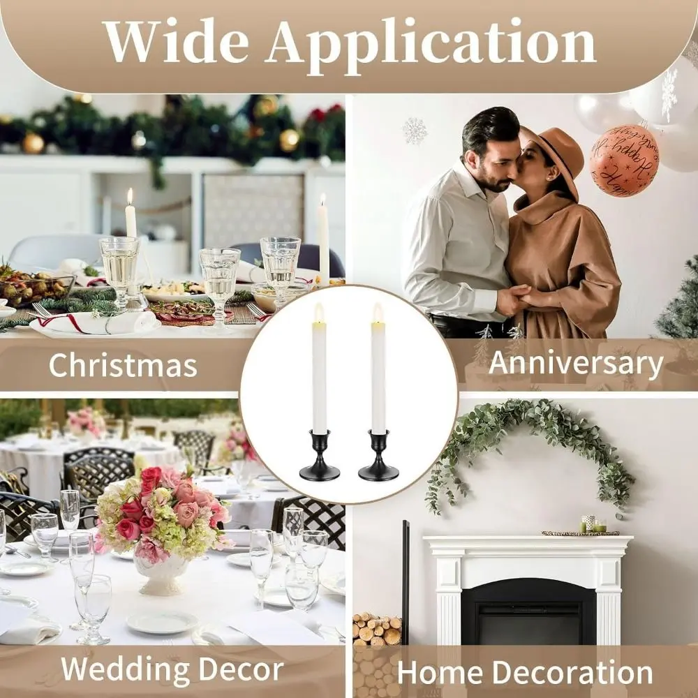 2 Pcs Iron Art Gold Taper Candle Holders Non-slip Rust Resistant Metal Candlestick Holder Stable Nordic Candle Cup