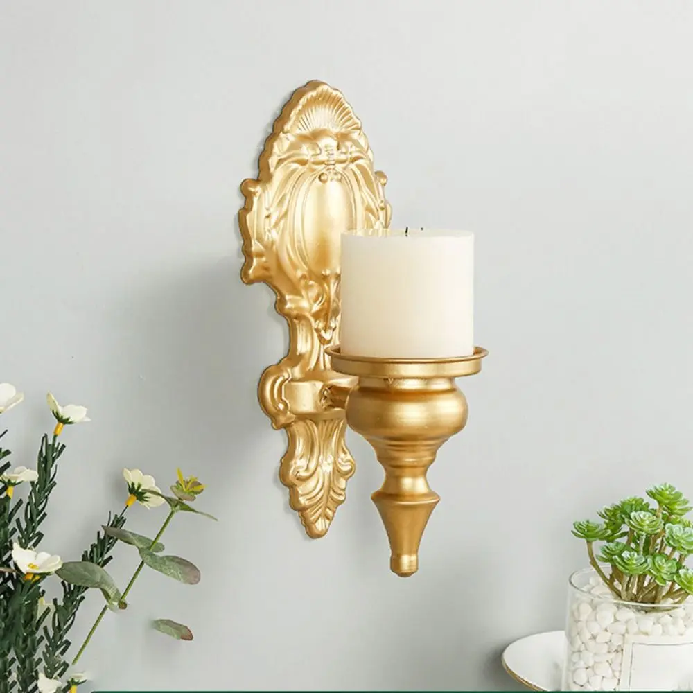 Romantic Decorative Wall Mounted Candle Holder Iron Art Carved Nordic Tealight Stand Vintage Metal Candlesticks Wedding Party