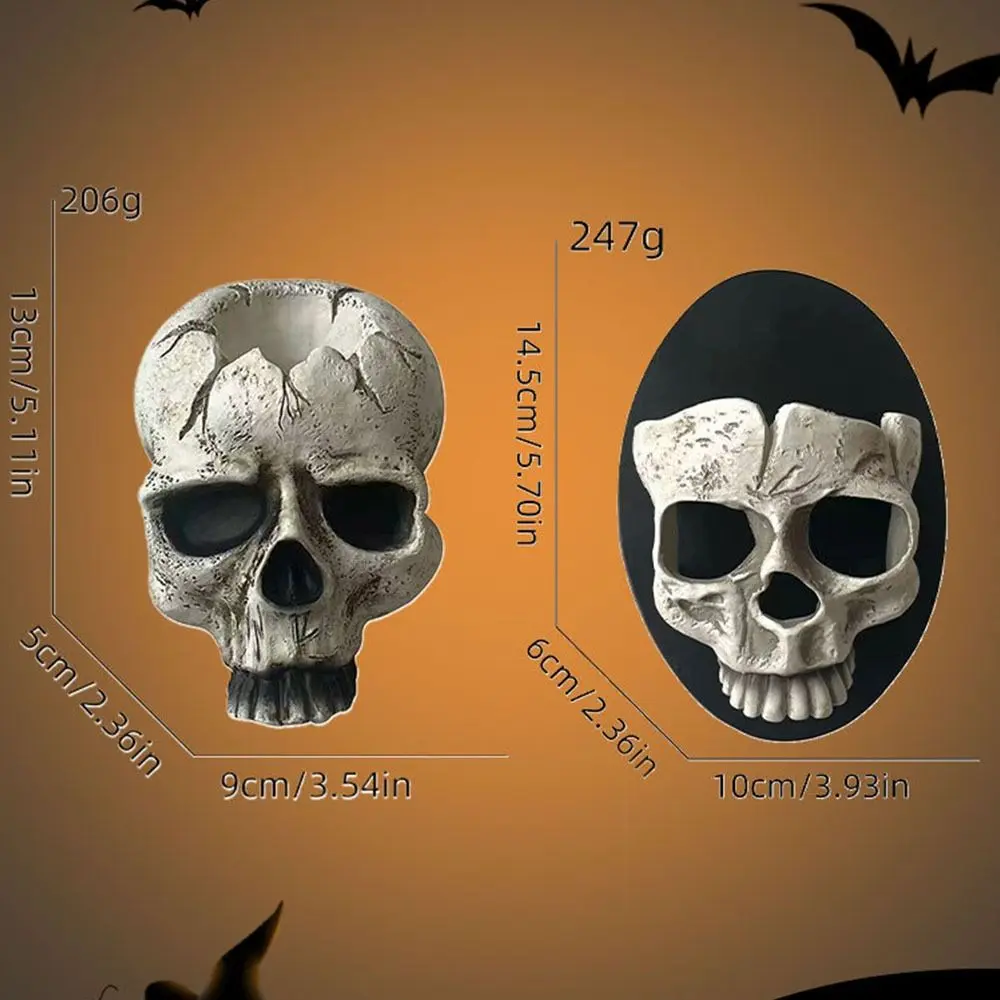 Reusable Gothic Halloween Skull Head Candle Holder Wall Mount Resin Skull Head Candlestick Scary Skull Head Wall Lamp Outdoor