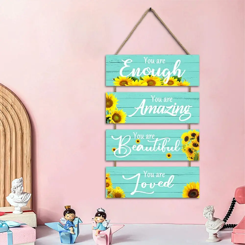 Crafts Wooden Wall Hanging Creative Colorful Wall Art Sign Exquisite Sunflower Door Pendant Gift