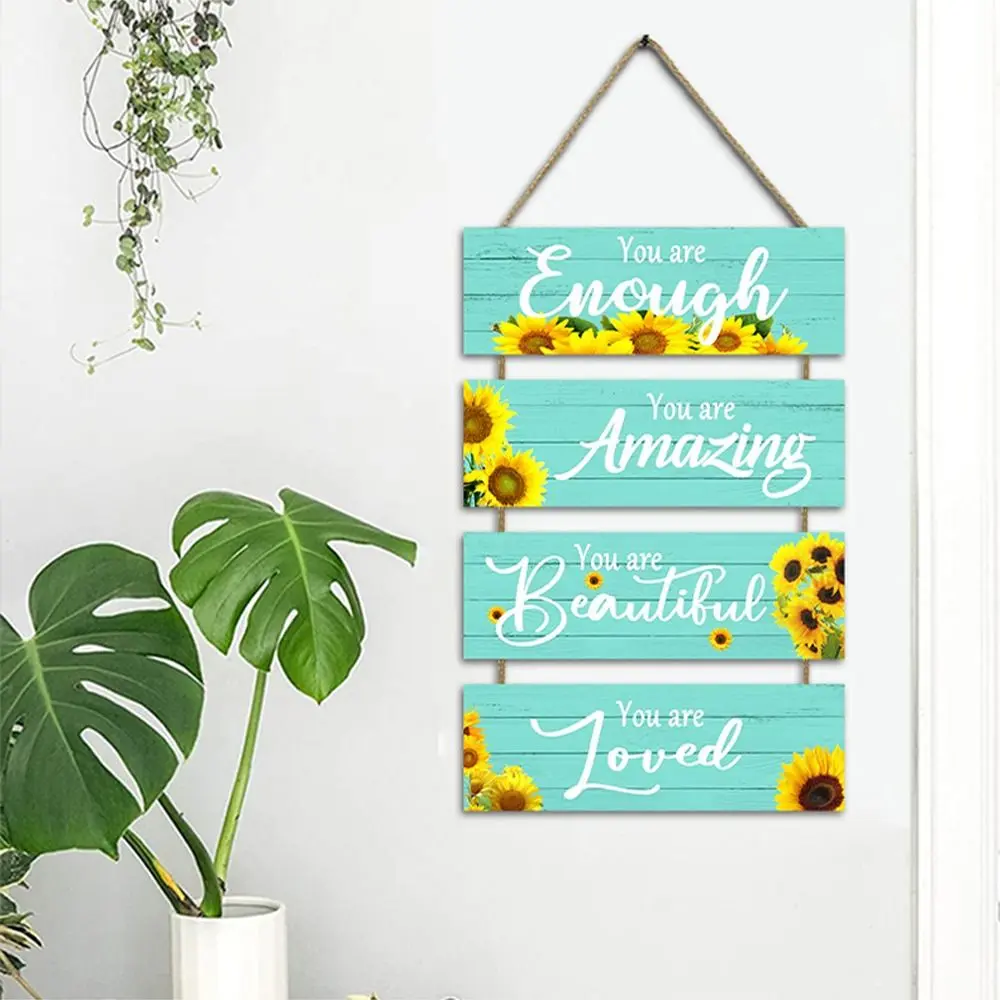 Crafts Wooden Wall Hanging Creative Colorful Wall Art Sign Exquisite Sunflower Door Pendant Gift