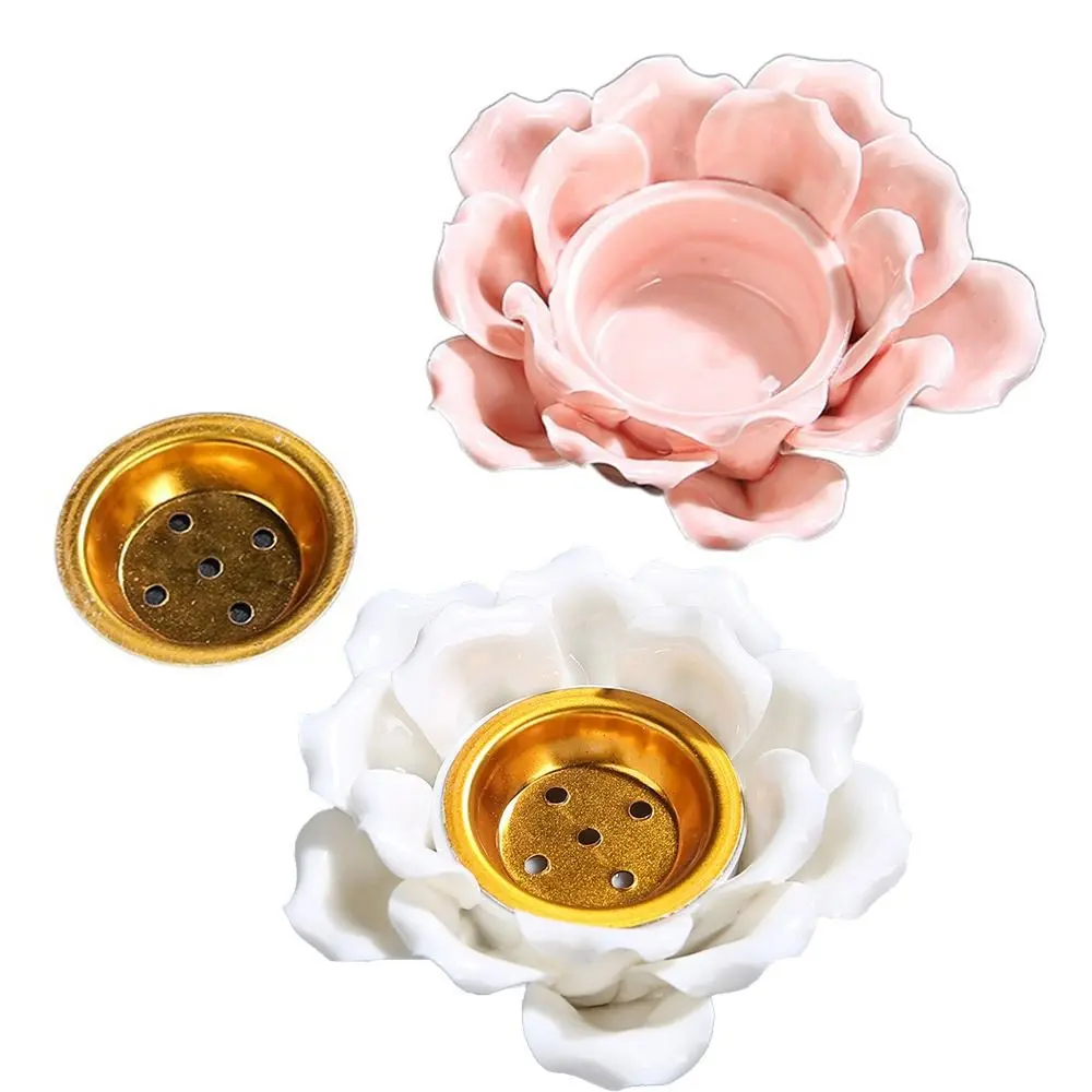 Handmade Ceramic Incense Burner Detachable Heat-resistant Flower Incense Stick Stand 5 Holes Vintage Lotus Aromatherapy Holder