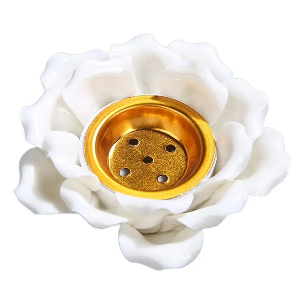 Handmade Ceramic Incense Burner Detachable Heat-resistant Flower Incense Stick Stand 5 Holes Vintage Lotus Aromatherapy Holder
