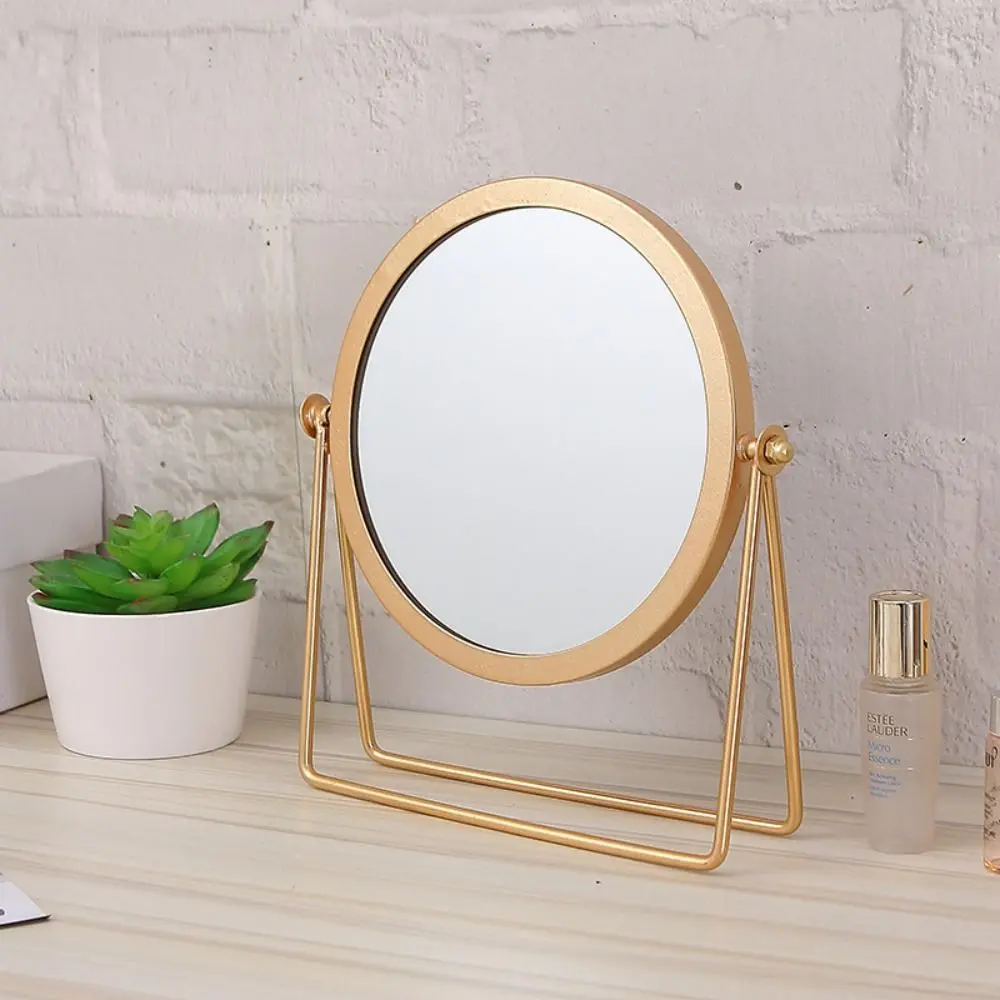 High-definition Rotating Desktop Mirror Rotating European-style Metal Makeup Mirror Metal Art Dormitory Beauty Mirror Dormitory