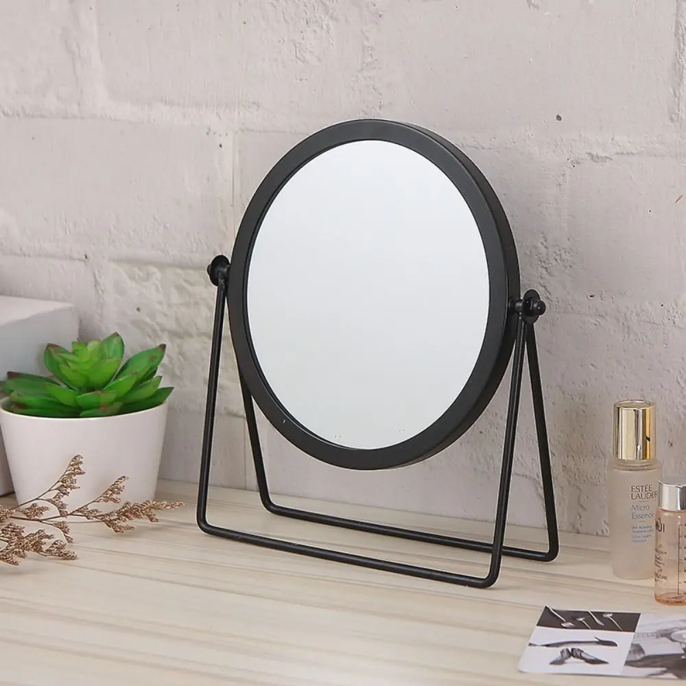 High-definition Rotating Desktop Mirror Rotating European-style Metal Makeup Mirror Metal Art Dormitory Beauty Mirror Dormitory