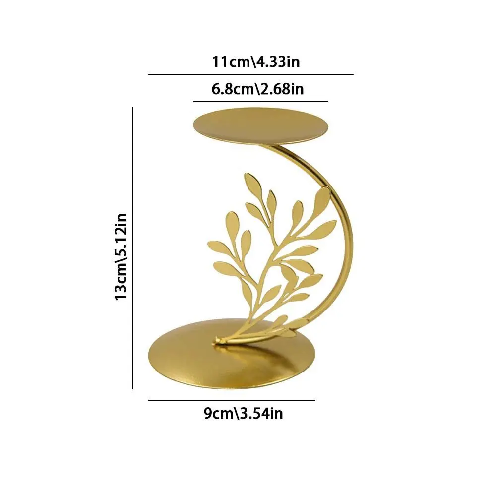 Romantic Rust-proof Leaves Candlestick Stand Small Exquisite Gold Candle Holder Modern Desktop Candlestick ornaments Table