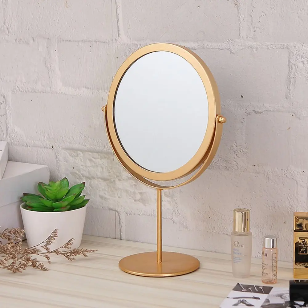 High-definition Rotating Desktop Mirror Rotating European-style Metal Makeup Mirror Metal Art Dormitory Beauty Mirror Dormitory