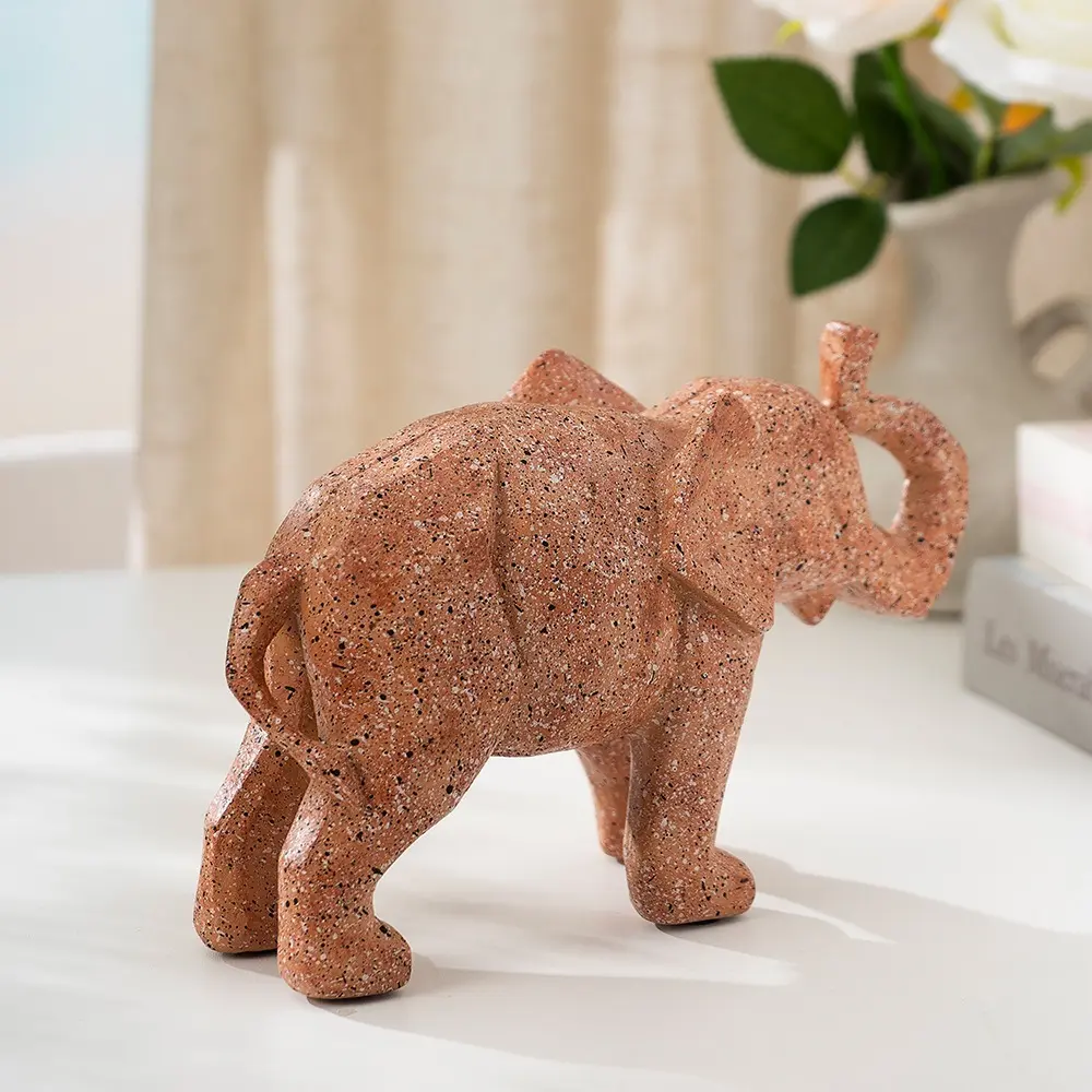 Modern Art Geometric Elephant Statue Resin Crafts Lifelike Abstract Elephant Figurines Waterproof Animal Ornament