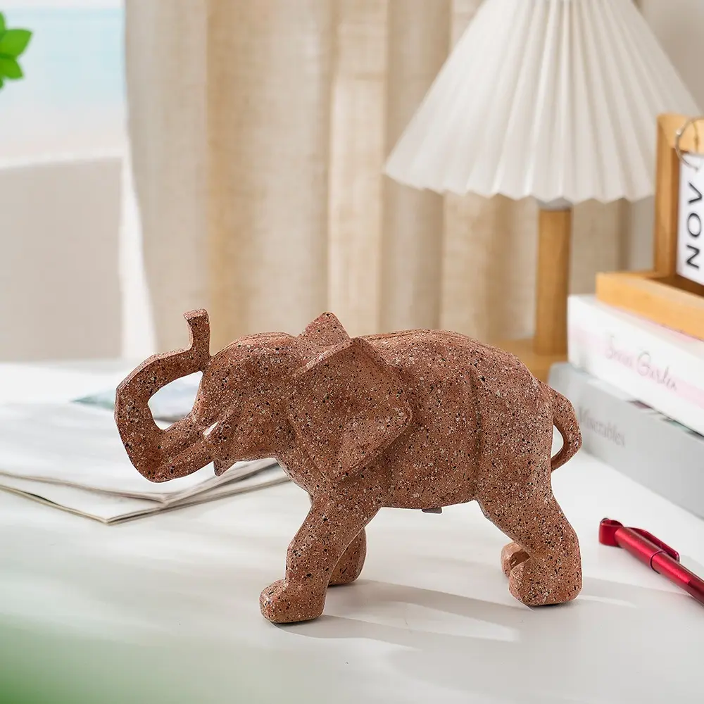 Modern Art Geometric Elephant Statue Resin Crafts Lifelike Abstract Elephant Figurines Waterproof Animal Ornament
