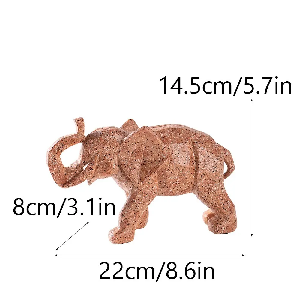 Modern Art Geometric Elephant Statue Resin Crafts Lifelike Abstract Elephant Figurines Waterproof Animal Ornament