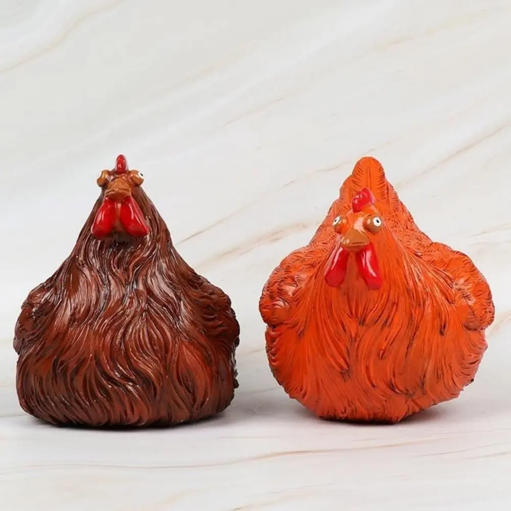 Exquisite Handicraft Hen Figurine Cartoon Unique Chicken Sculpture Resin Art Garden Statue Living Room