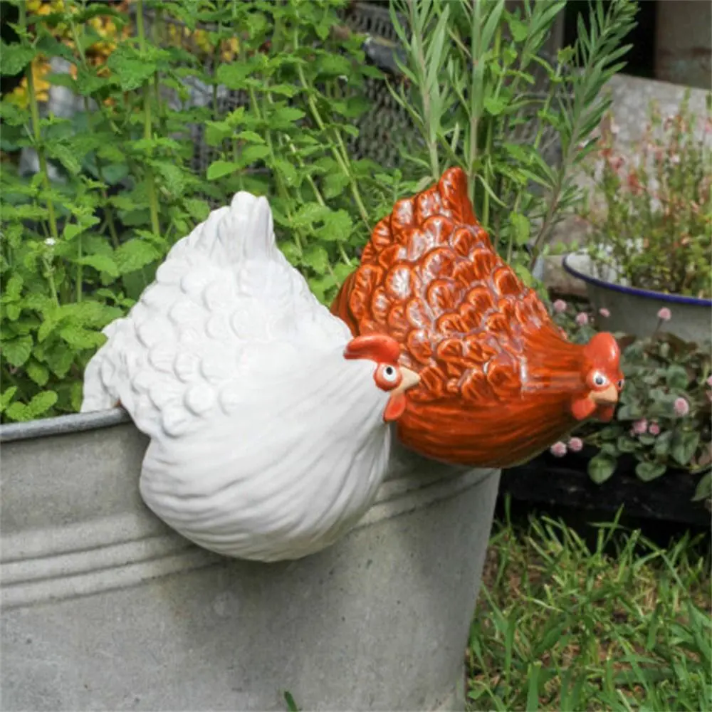 Exquisite Handicraft Hen Figurine Cartoon Unique Chicken Sculpture Resin Art Garden Statue Living Room
