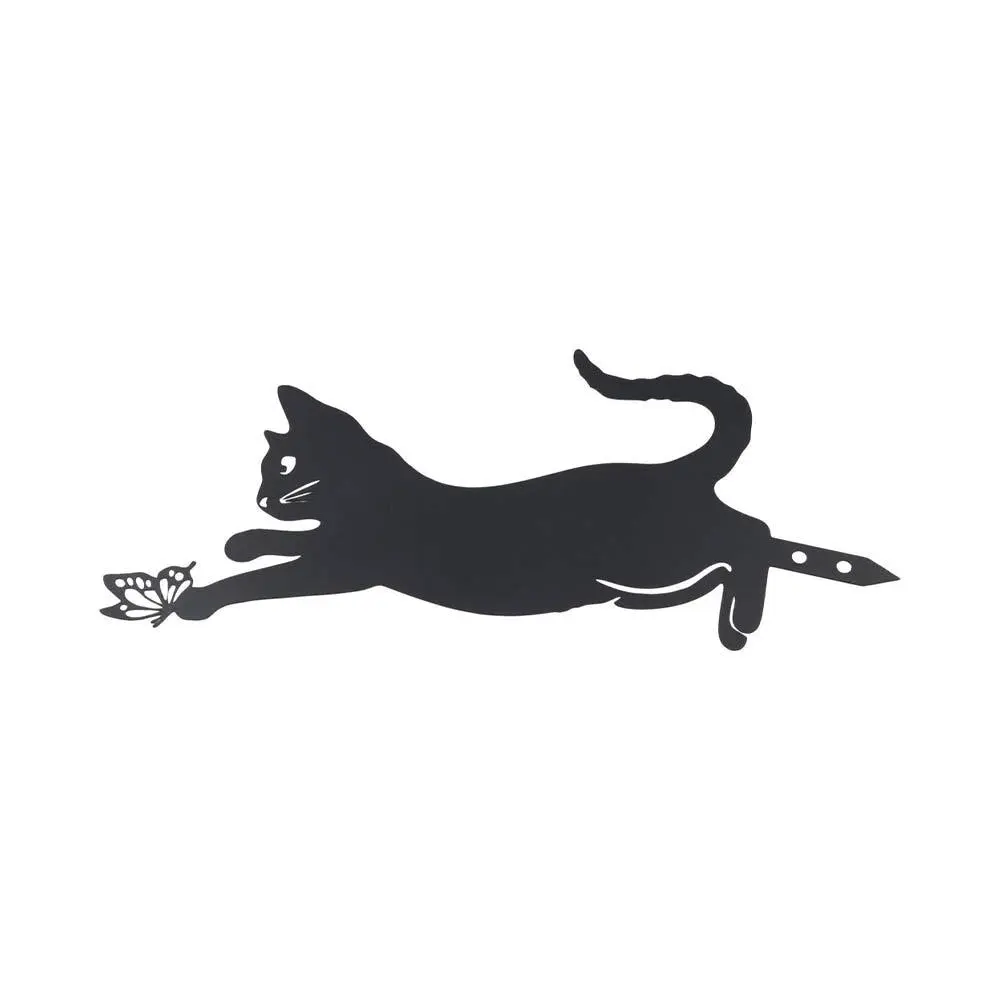 Creative Iron Art Cat Garden Stakes Black Anti-rust Cat Metal Statues Durable Garden Cat Ornaments Outdoor
