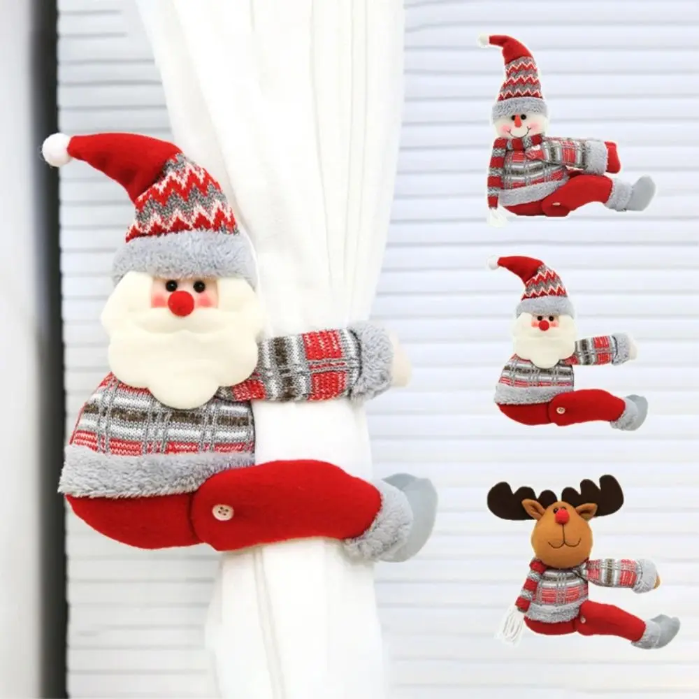Santa Claus Christmas Curtain Buckle Christmas Tree Ornament Snowman Christmas Decoration Durable Party Supplies Curtain Strap