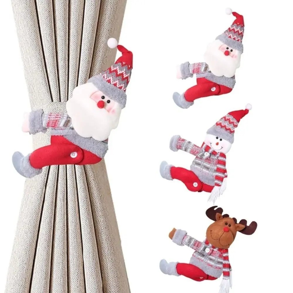 Santa Claus Christmas Curtain Buckle Christmas Tree Ornament Snowman Christmas Decoration Durable Party Supplies Curtain Strap