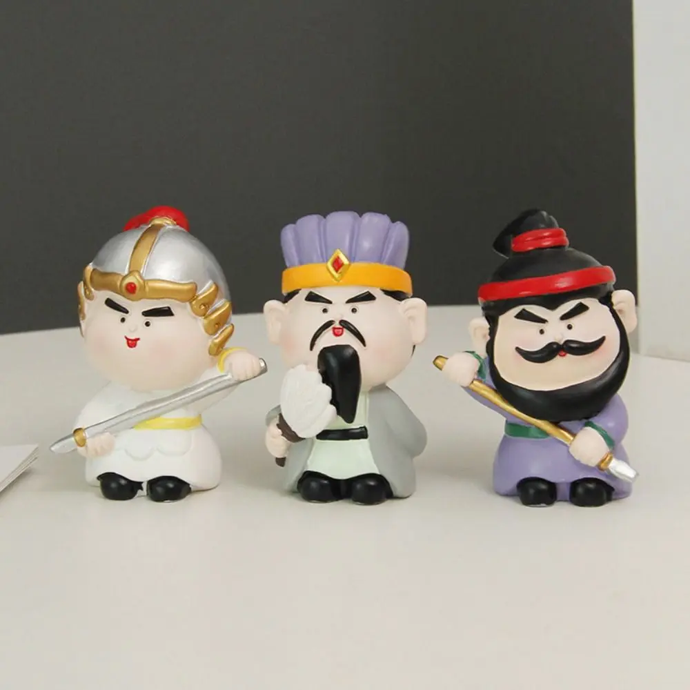 Kawaii Three Kingdoms Desktop Figurine Mini Cartoon Guan Yu Resin Ornament Durable Exquisite Car Ornament Living Room