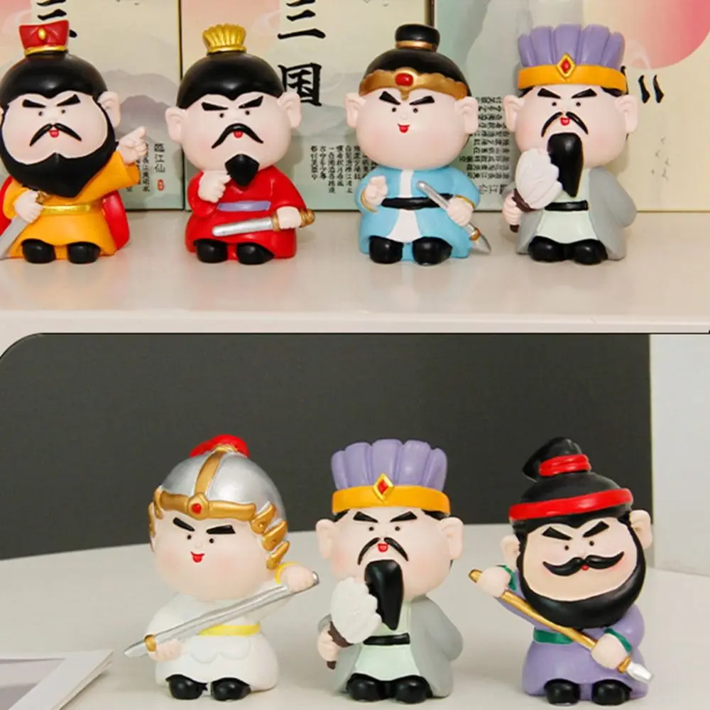Kawaii Three Kingdoms Desktop Figurine Mini Cartoon Guan Yu Resin Ornament Durable Exquisite Car Ornament Living Room