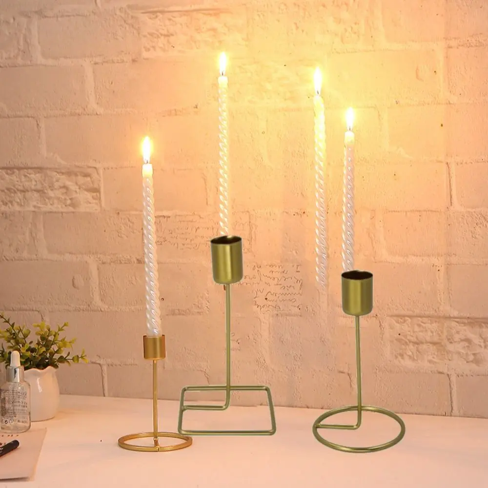 European Styles Exquisite Metal Candlestick Iron Art 3D Gold Candle Holders Geometric Single Head Candlestick Home Decor