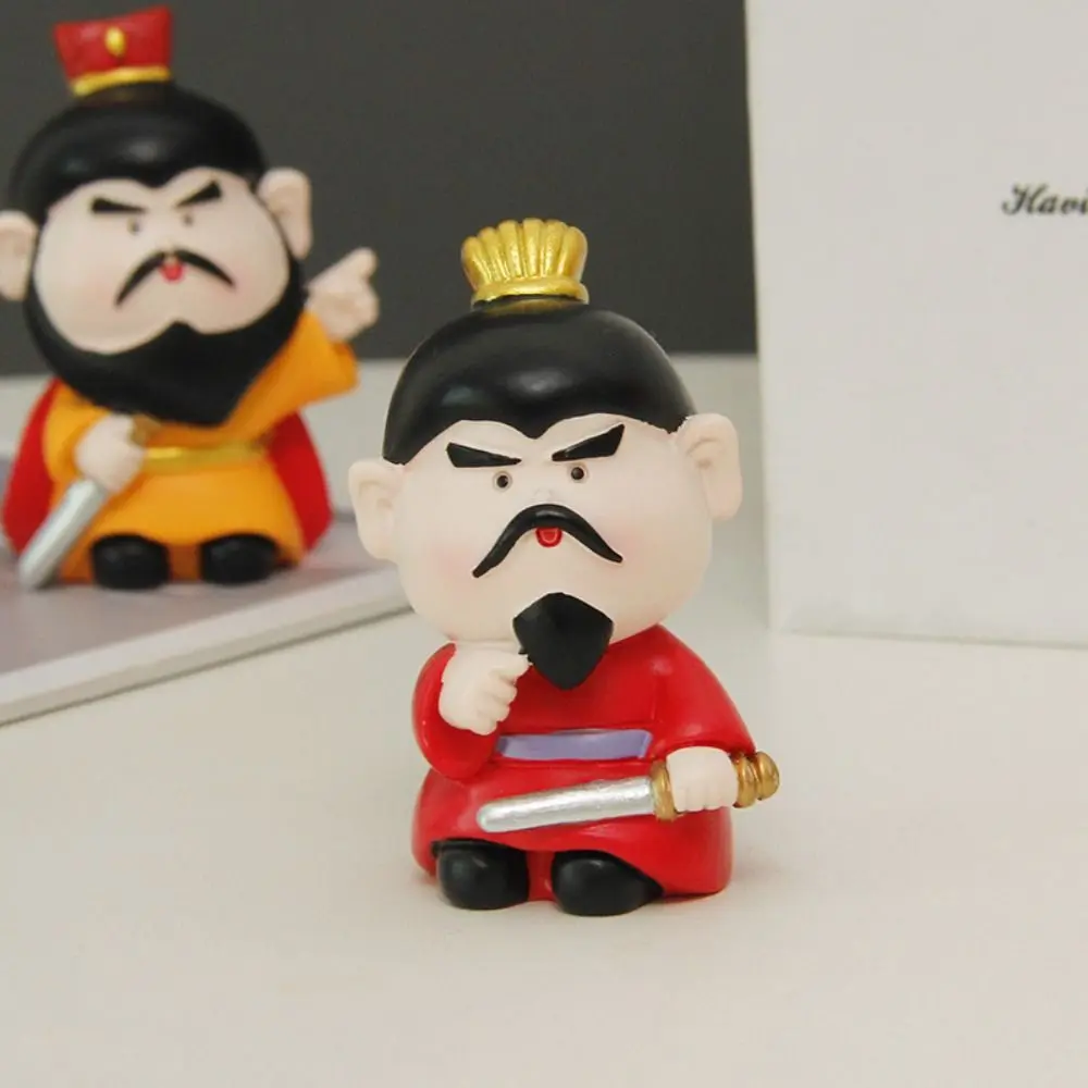 Kawaii Three Kingdoms Desktop Figurine Mini Cartoon Guan Yu Resin Ornament Durable Exquisite Car Ornament Living Room