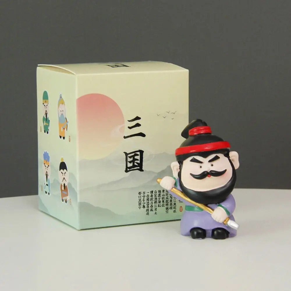 Kawaii Three Kingdoms Desktop Figurine Mini Cartoon Guan Yu Resin Ornament Durable Exquisite Car Ornament Living Room